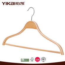 Laminated wooden shirt hanger with notches and trousers bar clothes hanger